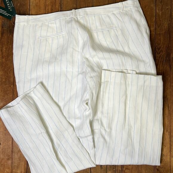 Women’s Ralph Lauren white linen pin stripe wide leg Andover pant size 18 NWT - Picture 3 of 5